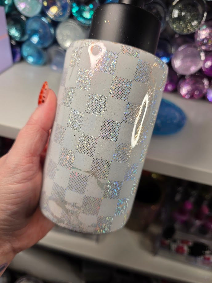 Holographic Spooky Pink Ghost Distressed Soap Dispenser - Halloween