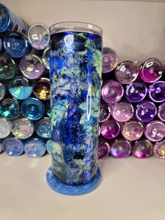Blue Hummingbirds Watercolor | 20oz Skinny Stainless Steel Epoxy Tumbler
