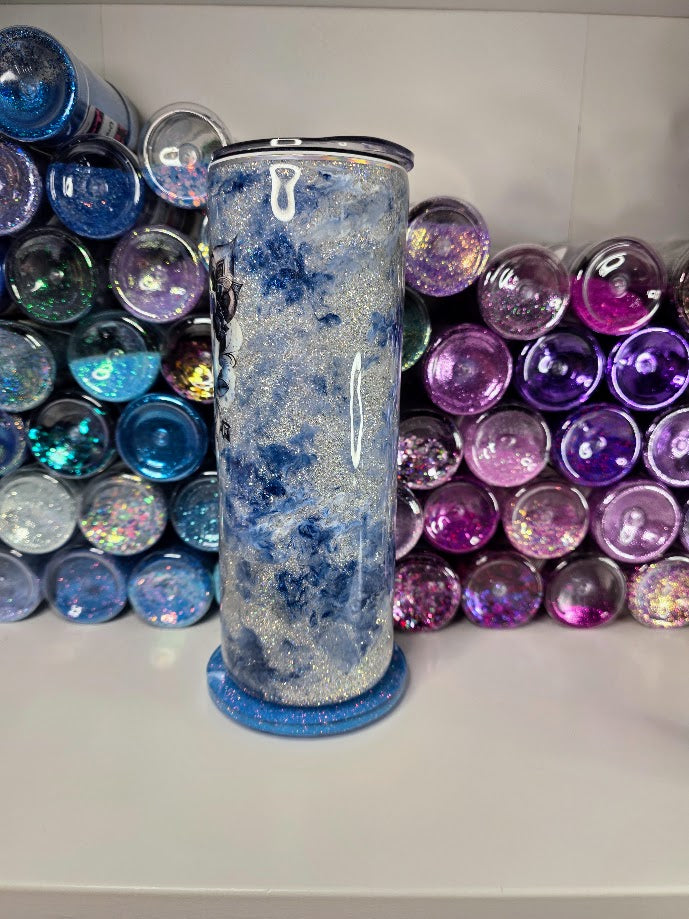 Blue Mist with Rose | 20oz Skinny Stainless Steel Epoxy Tumbler