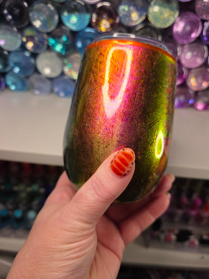 Witches Brooms with Quote | 12oz Stemless Wine Glass Stainless Epoxy Tumbler - Fall