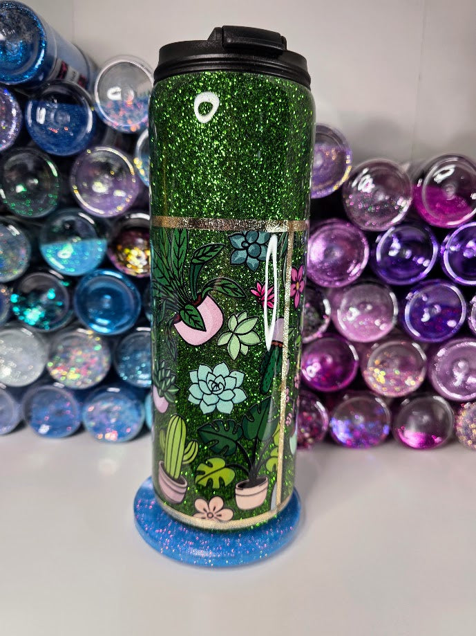 Plant Mom Life | 18oz Dual Flip Skinny Stainless Steel Epoxy Tumbler