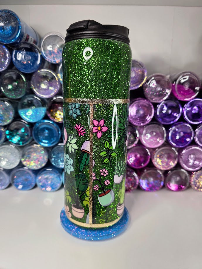 Plant Mom Life | 18oz Dual Flip Skinny Stainless Steel Epoxy Tumbler