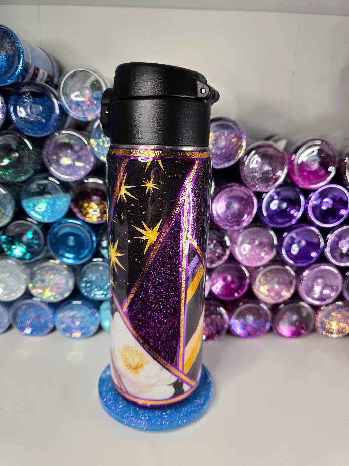 Purple Stars Patchwork | 17oz Push Top Stainless Steel Epoxy Tumbler