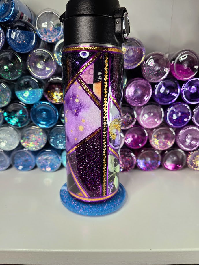 Purple Stars Patchwork | 17oz Push Top Stainless Steel Epoxy Tumbler