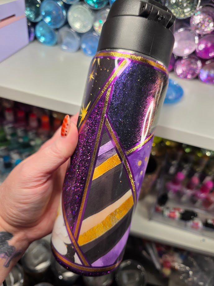 Purple Stars Patchwork | 17oz Push Top Stainless Steel Epoxy Tumbler