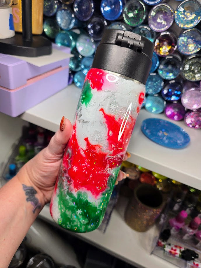 Christmas Vibes - No Decal | 17oz Push Top Stainless Steel Epoxy Tumbler