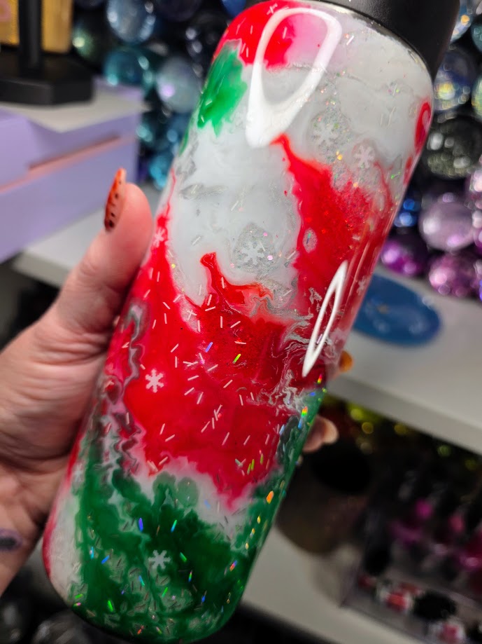 Christmas Vibes - No Decal | 17oz Push Top Stainless Steel Epoxy Tumbler