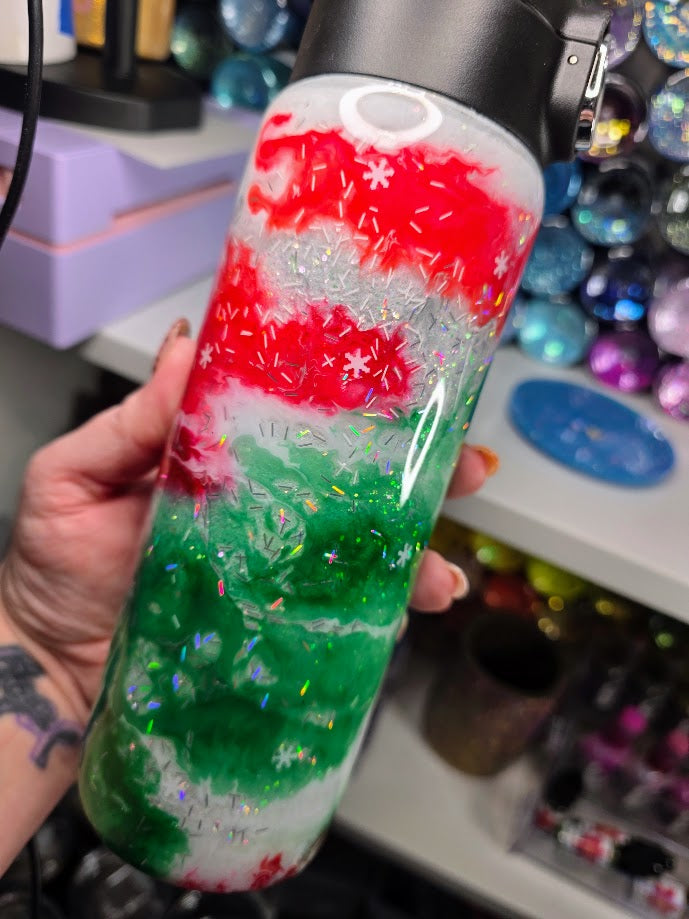Christmas Vibes - No Decal | 17oz Push Top Stainless Steel Epoxy Tumbler