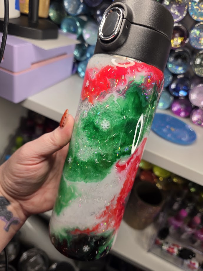 Christmas Vibes - No Decal | 17oz Push Top Stainless Steel Epoxy Tumbler