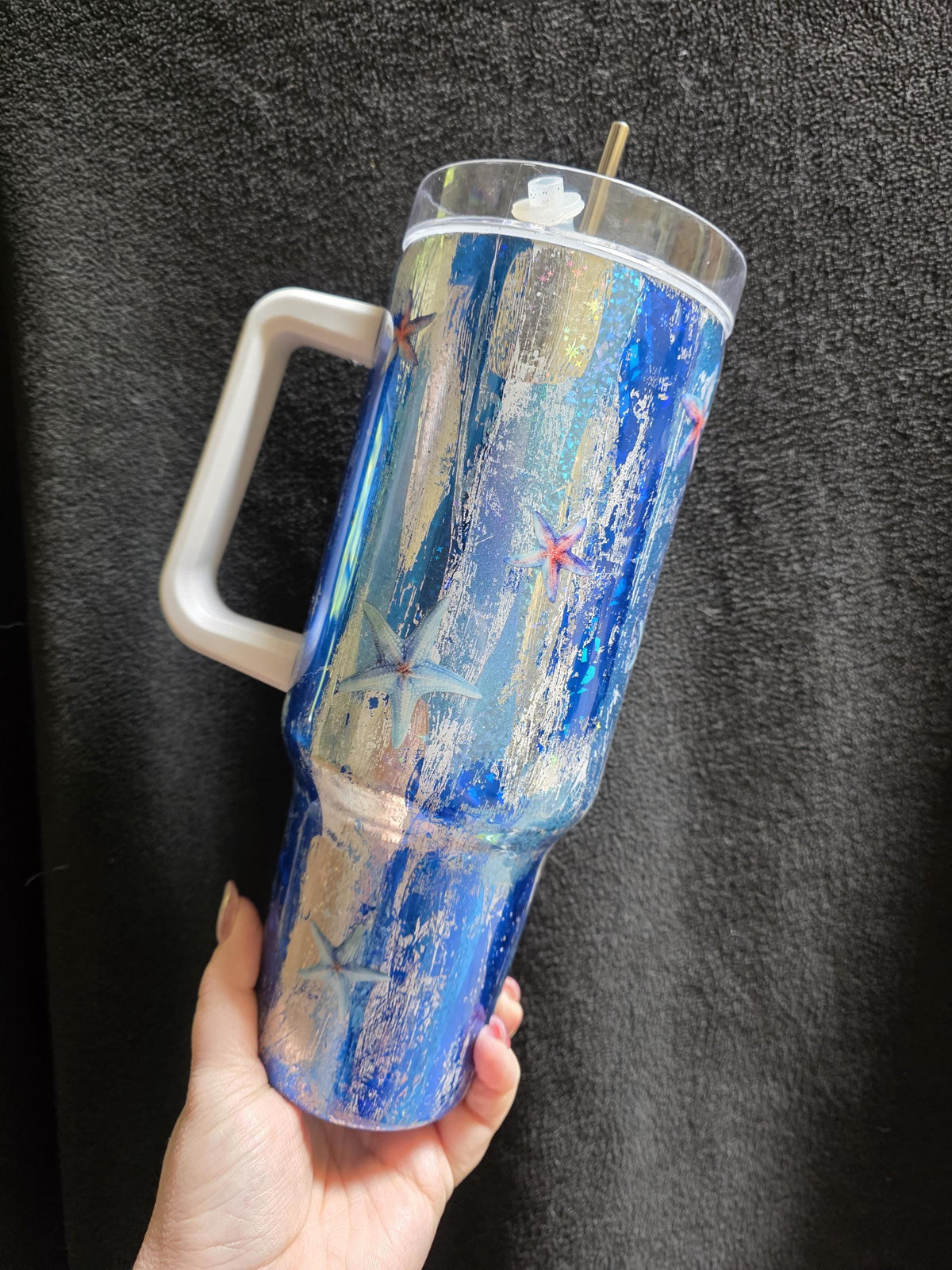 Beach Shells | 40oz Stainless Steel Epoxy Tumbler with Handle