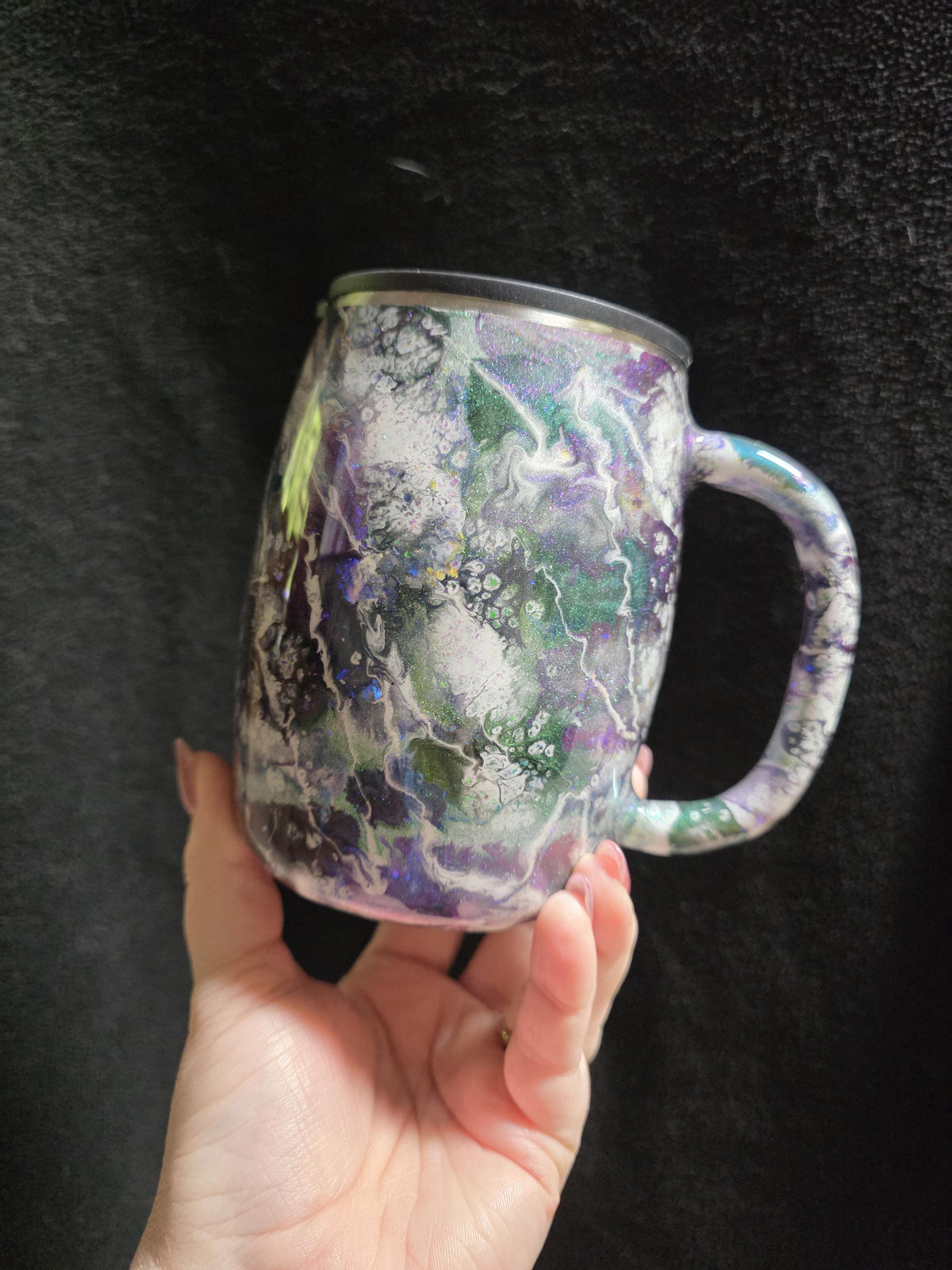 Purple, Blue & Green Color Shift Swirl - No Decal | 14oz Coffee Mug Stainless Steel Epoxy Mug