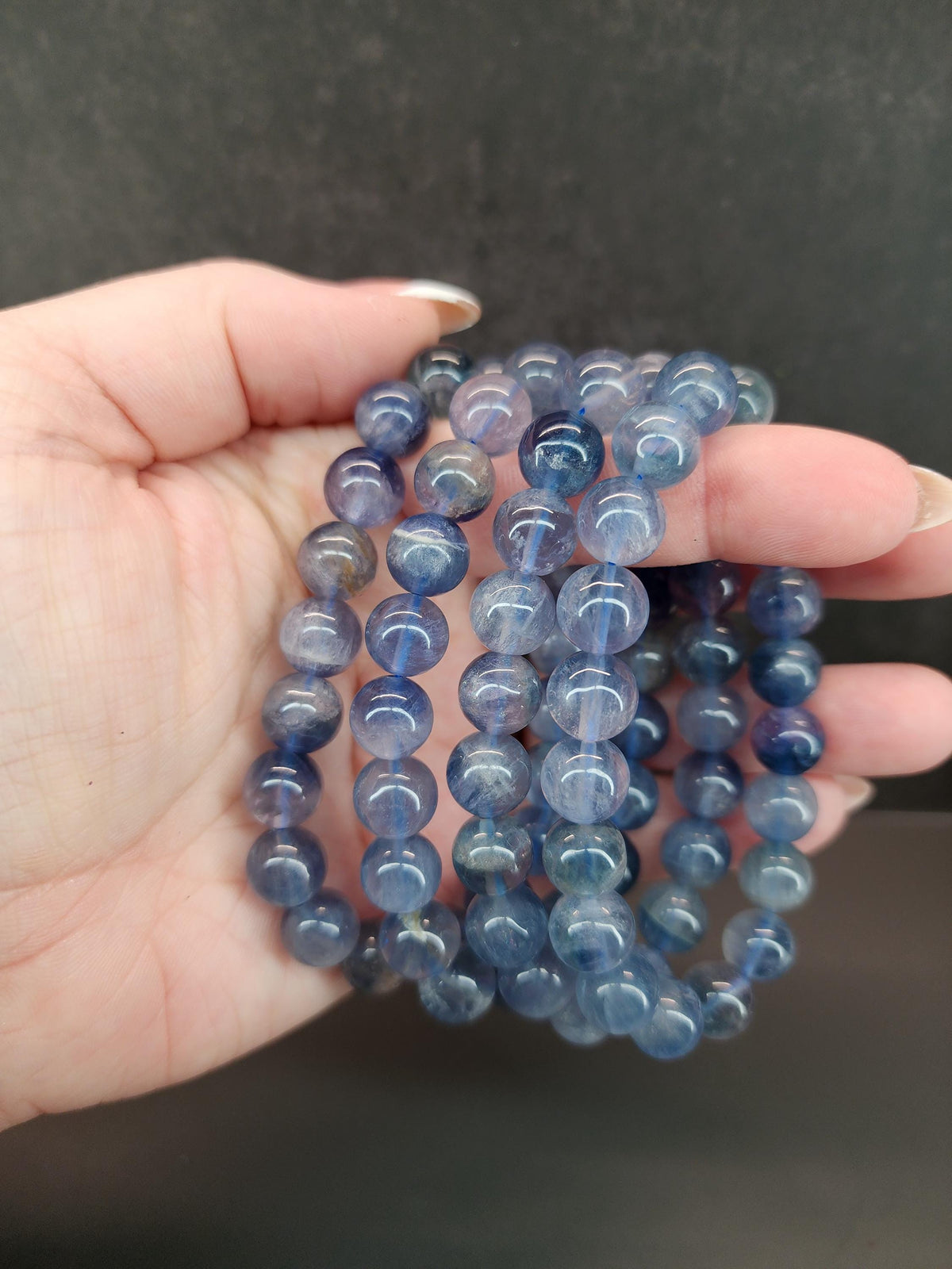 Natural Dark Blue Fluorite 9mm Stretch Bracelet