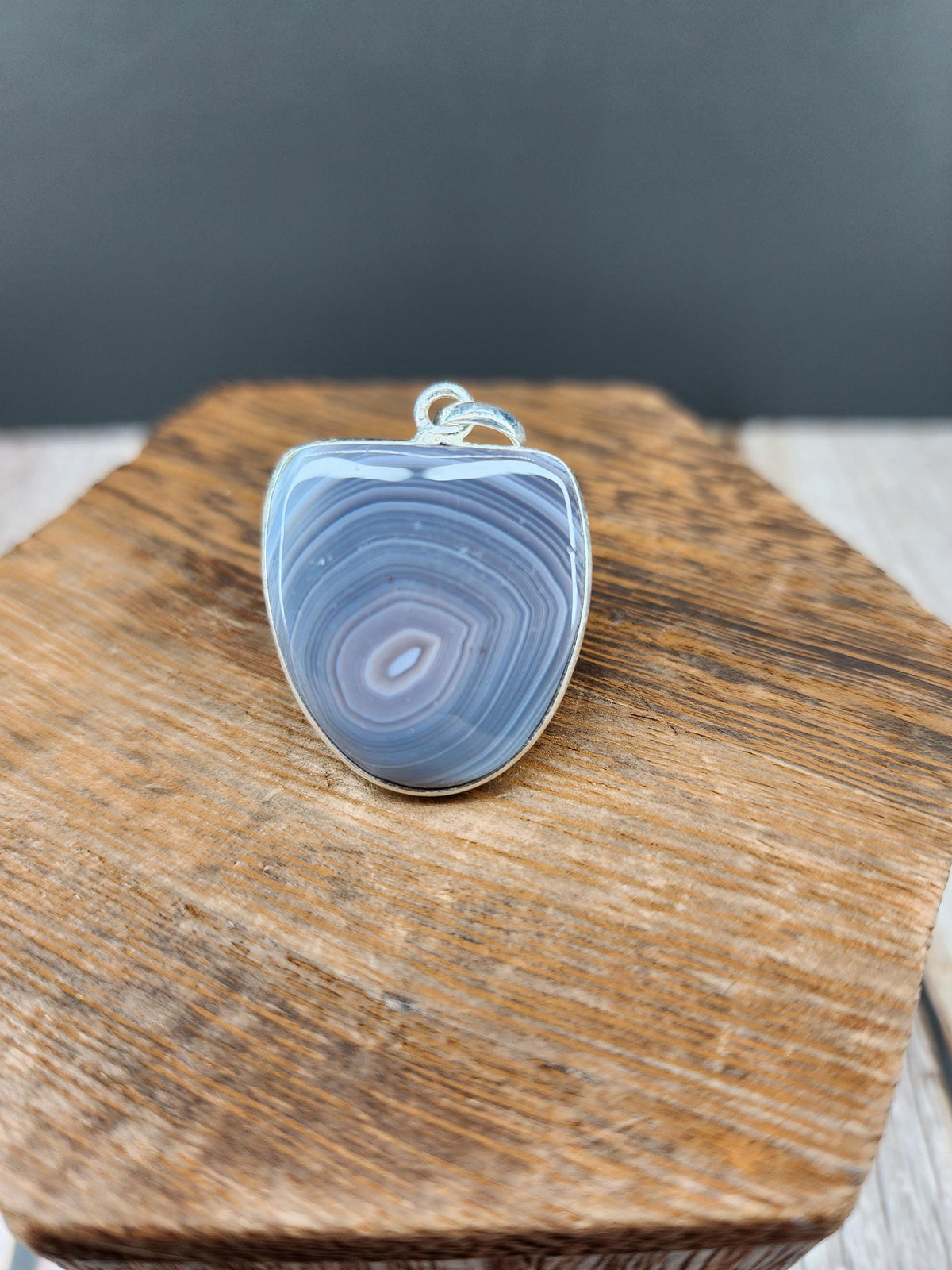 Botswana Agate Pendant | 925 Sterling Silver Open Back Pendant