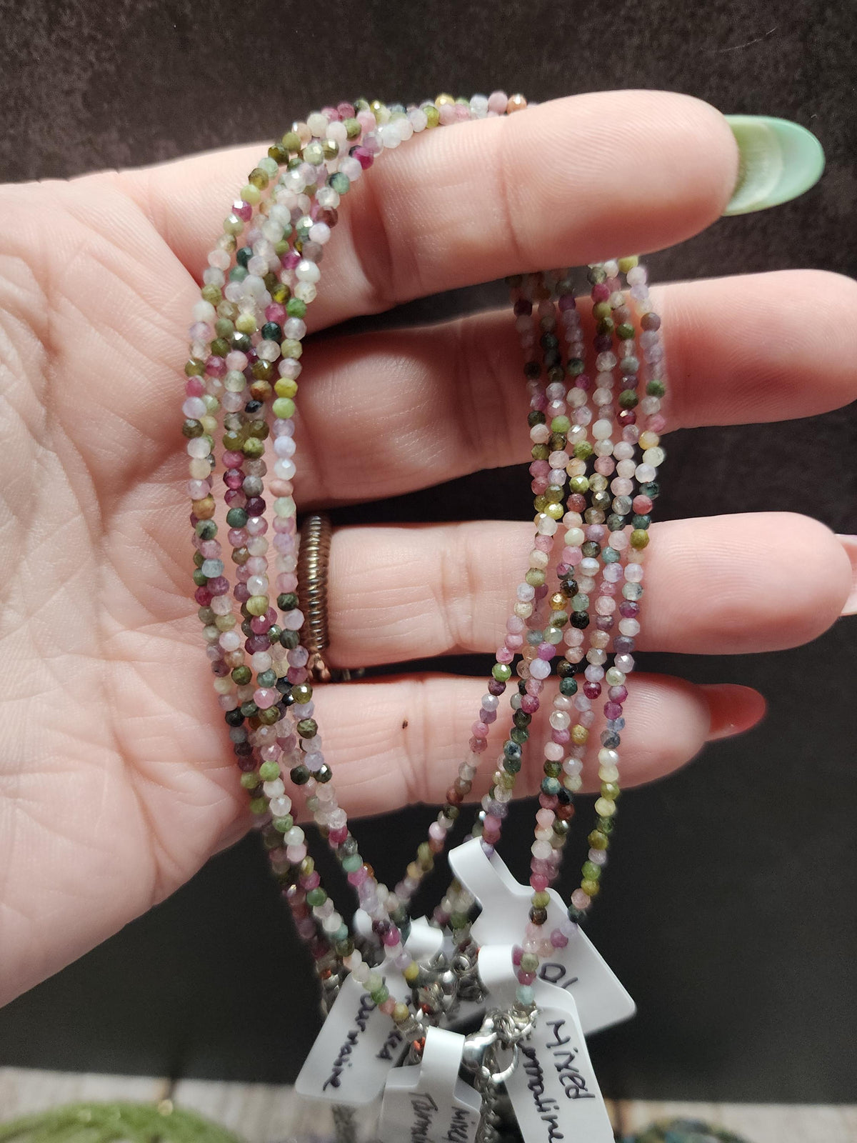 Natural Crystal Anklets | Peridot, Fluorite, Black Spinel, Chrysocolla, Watermelon Tourmaline, Amazonite, Moonstone, Sunstone, Mixed