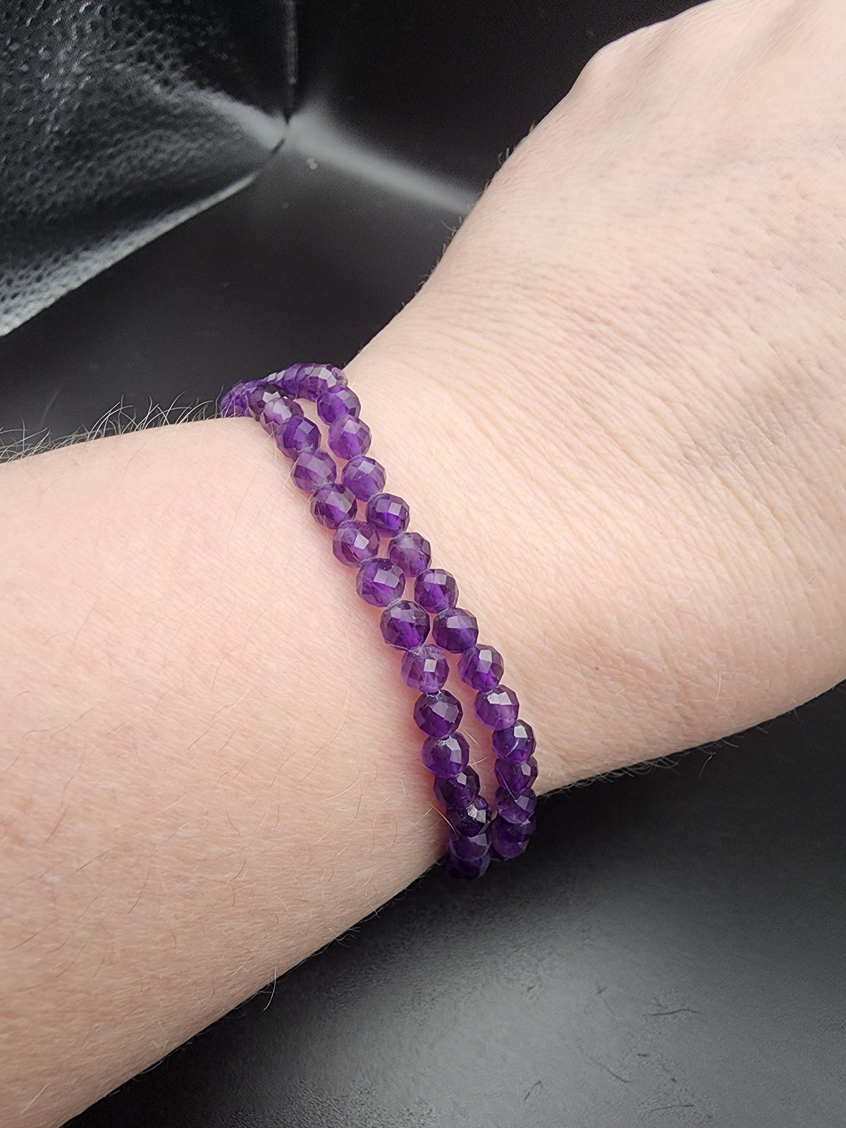 Natural Amethyst Faceted 4mm Stretch Bracelet