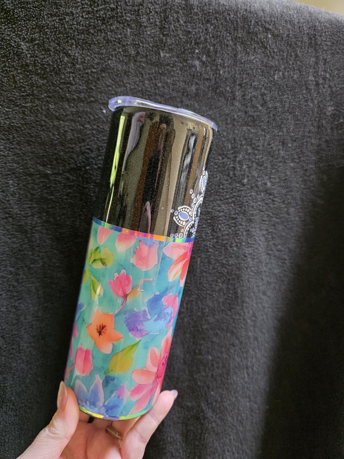 Mandala & Flowers - Hand Painted | 20oz Skinny Stainless Steel Epoxy Tumbler