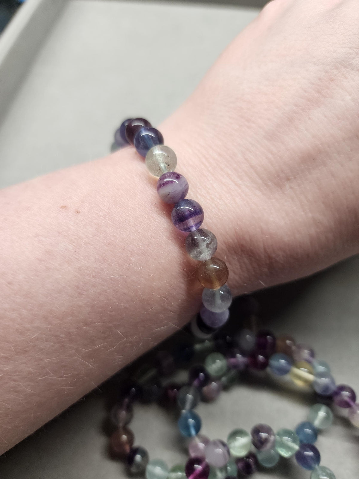 Natural Rainbow Fluorite 8mm Stretch Bracelet