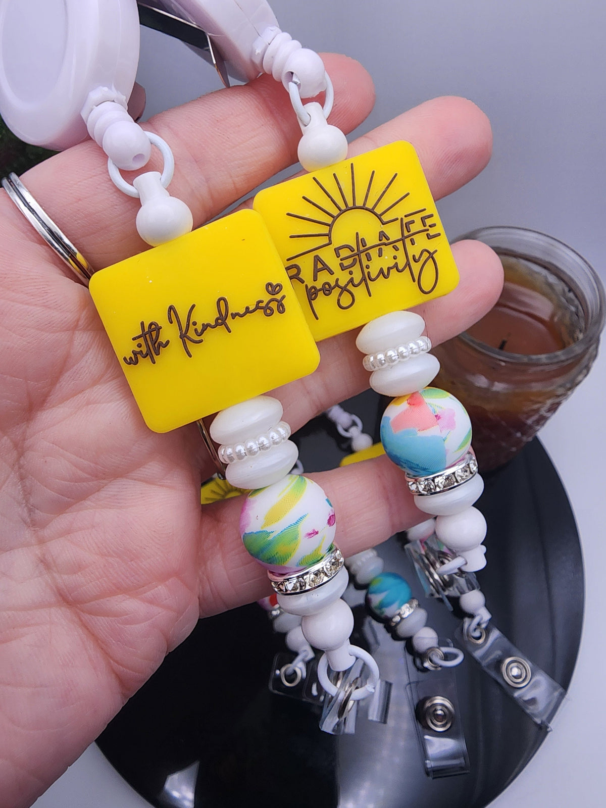 Radiate Positivity - With Kindness Floral Retractable Badge Reel