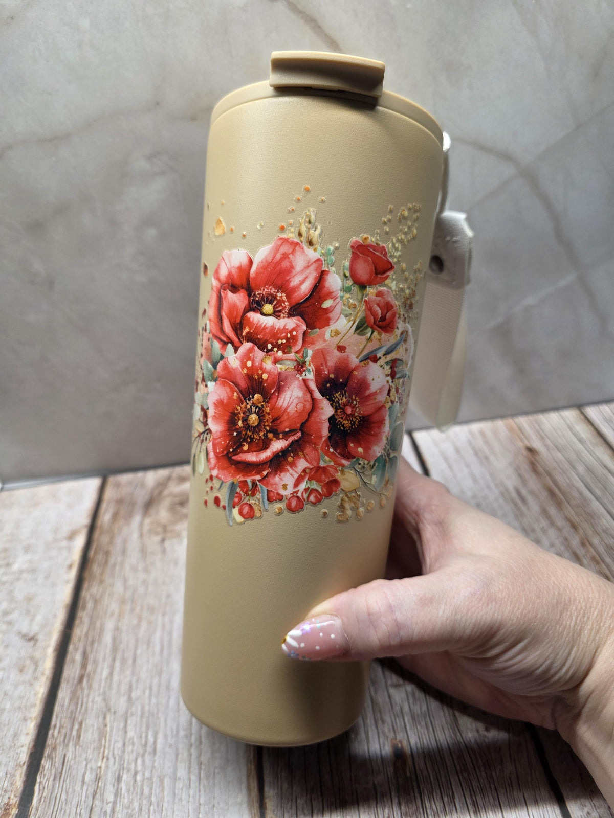 Coral Florals | Powder Coated Stainless Steel 24oz Tumbler