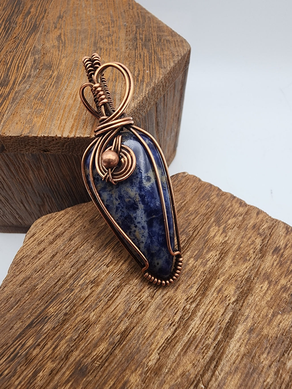 Sodalite Teardrop Wire Wrapped Pendant