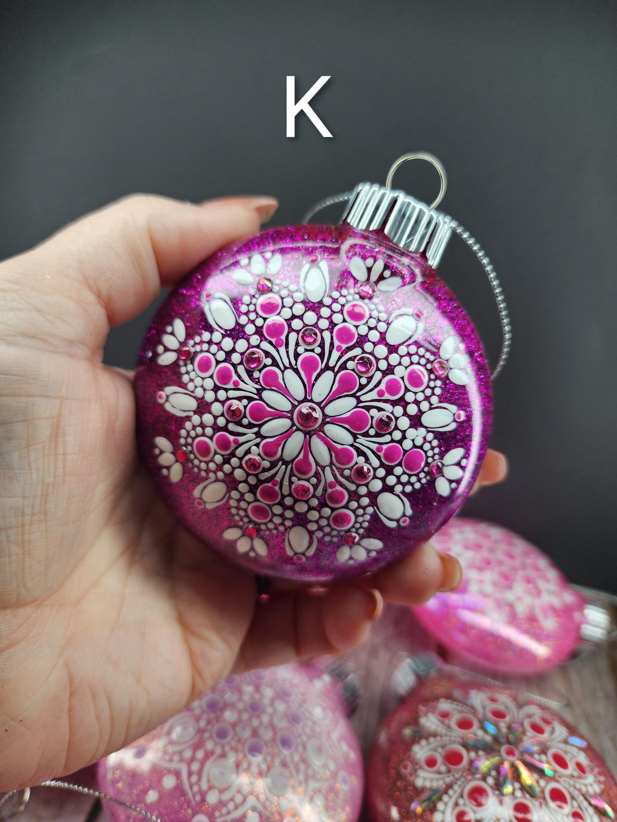 Pinks - Hand Painted Mandala Glitter Ornament | Shatter Proof & Pet Friendly