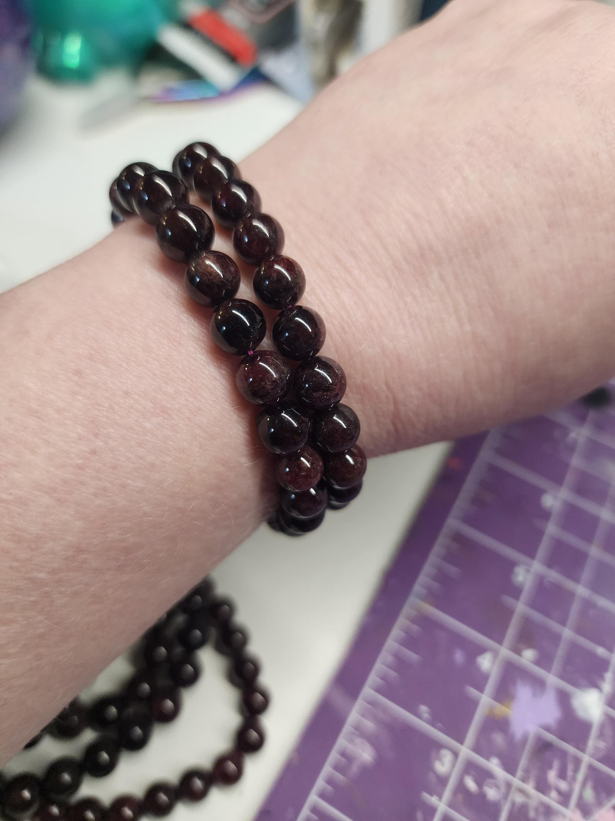 Natural Garnet 8mm Stretch Bracelet