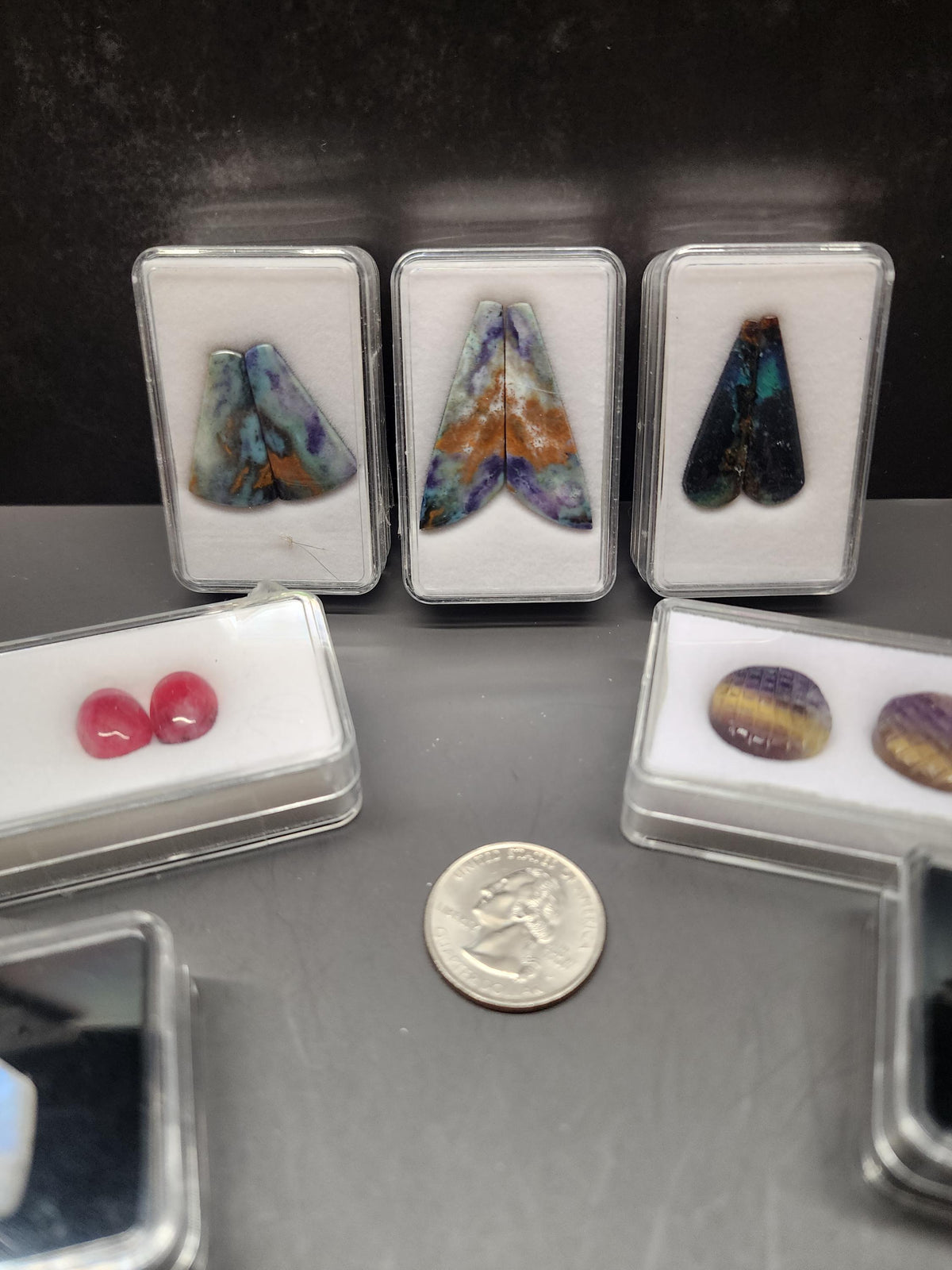 Bulk Lot - Mixed Material Pairs & Singles | Natural Fluorite, Rhodochrosite, Moonstone, Topaz, Apatite, Dendritic Agate, Blue Opal Petrified Wood