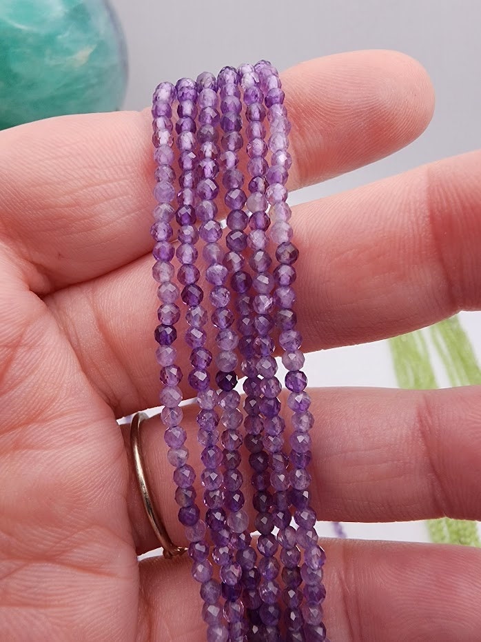 Natural Crystal Necklace | 2mm Faceted 16" with 2" Extension