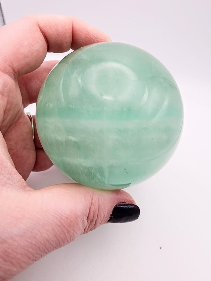 Large Vibrant Teal Green Natural Fluorite Sphere
