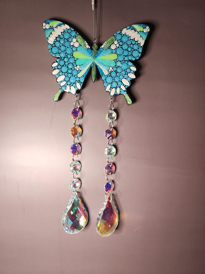 Hand Painted Mandala Butterfly Suncatchers
