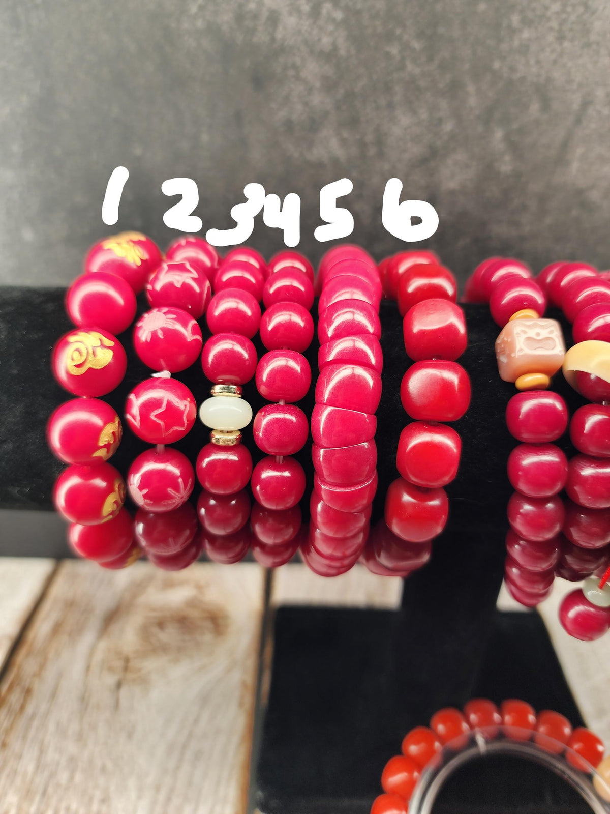 Natural Bodhi Seed Stretch Bracelet | Red & Orange