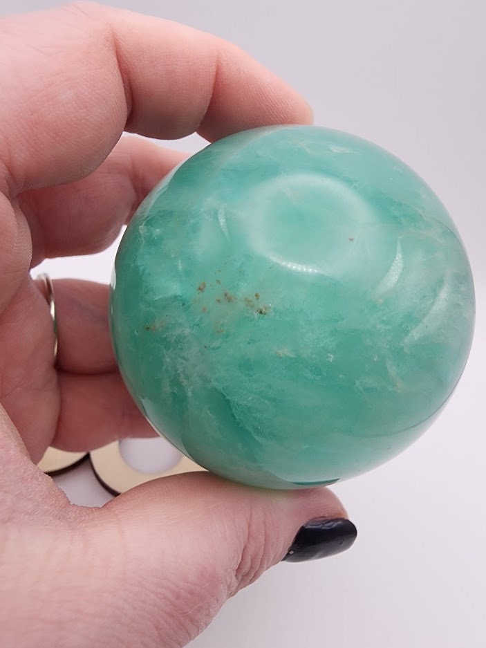 Large Vibrant Teal Green Natural Fluorite Sphere