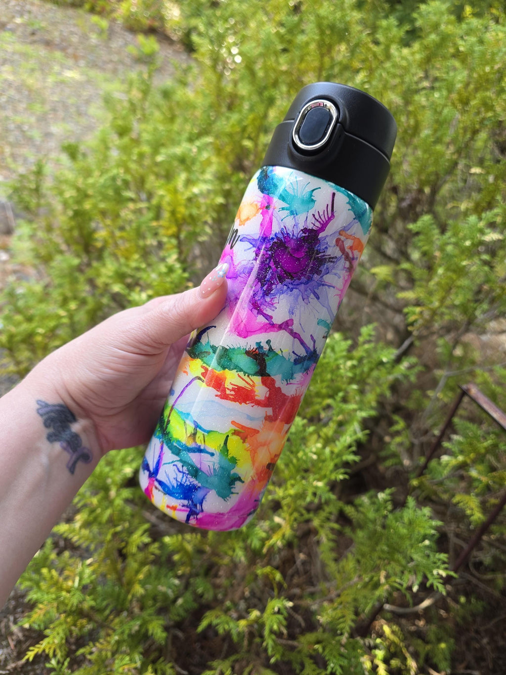 Hold On Let Me Overthink This Ink Splatter | 17oz Push Top Stainless Steel Epoxy Tumbler