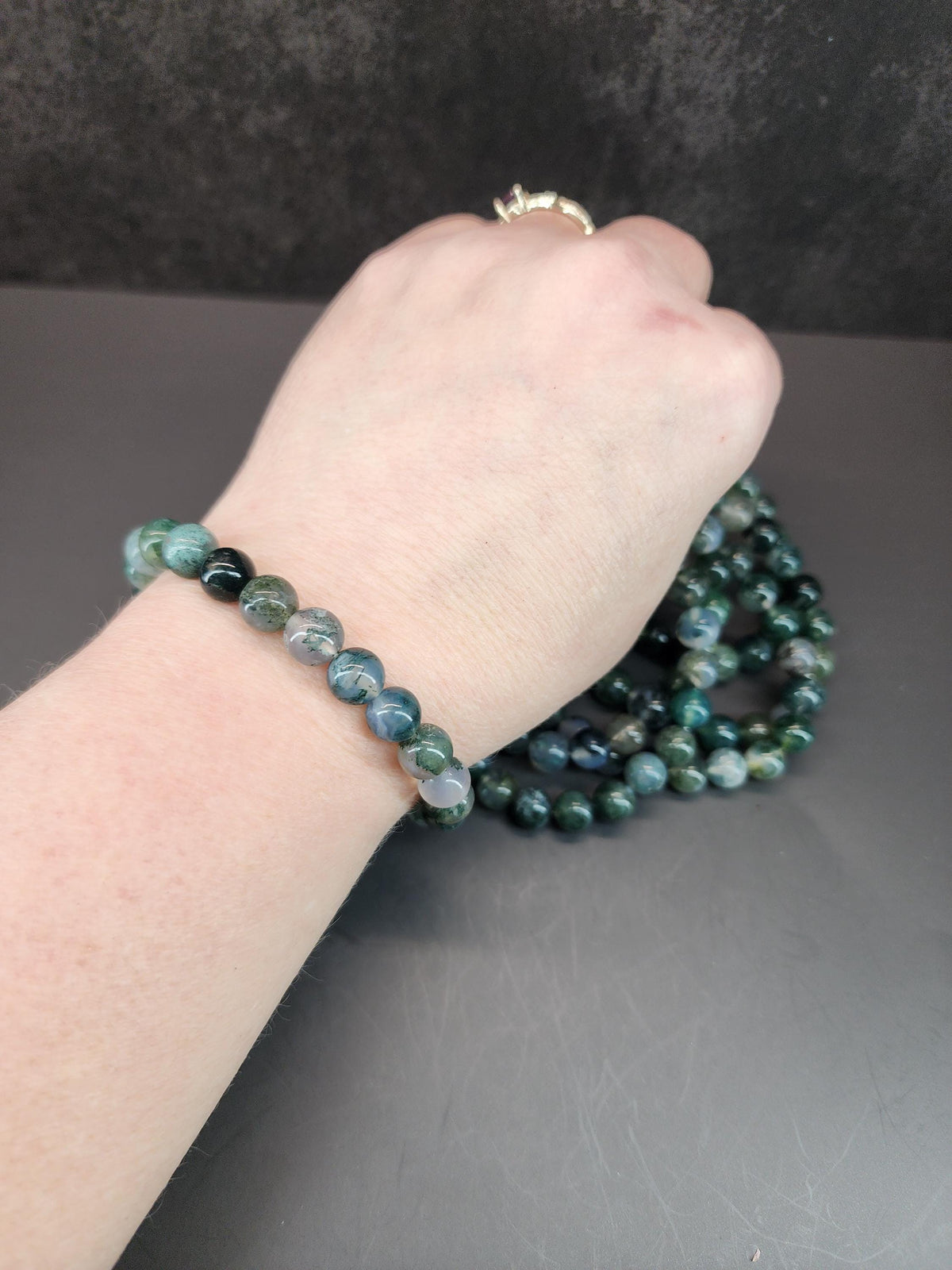 Natural Moss Agate 8mm Stretch Bracelet