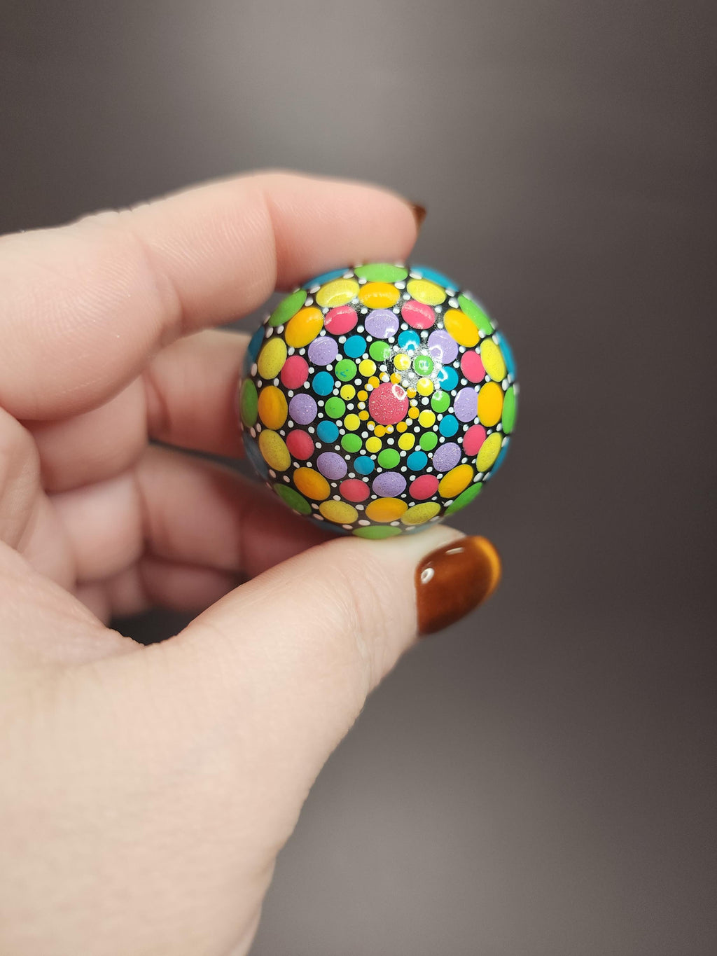 Hand Painted Dot Art Half Round Magnets - Full Set