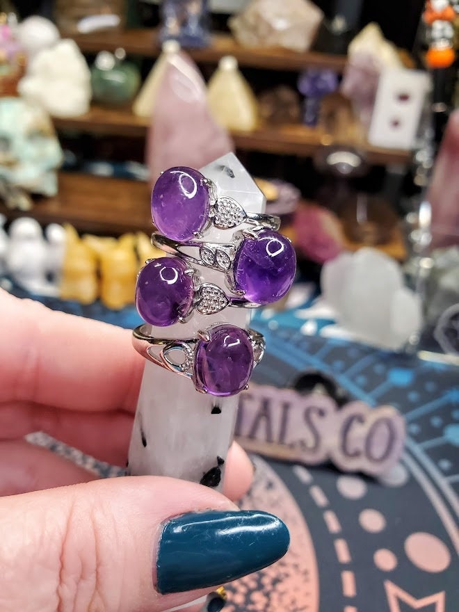 Natural Purple Amethyst Ring