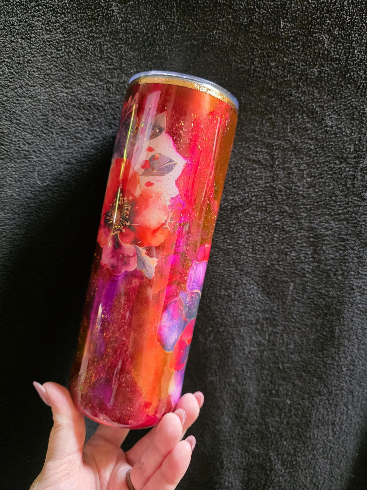Red Floral Watercolor | 20oz Skinny Stainless Steel Epoxy Tumbler