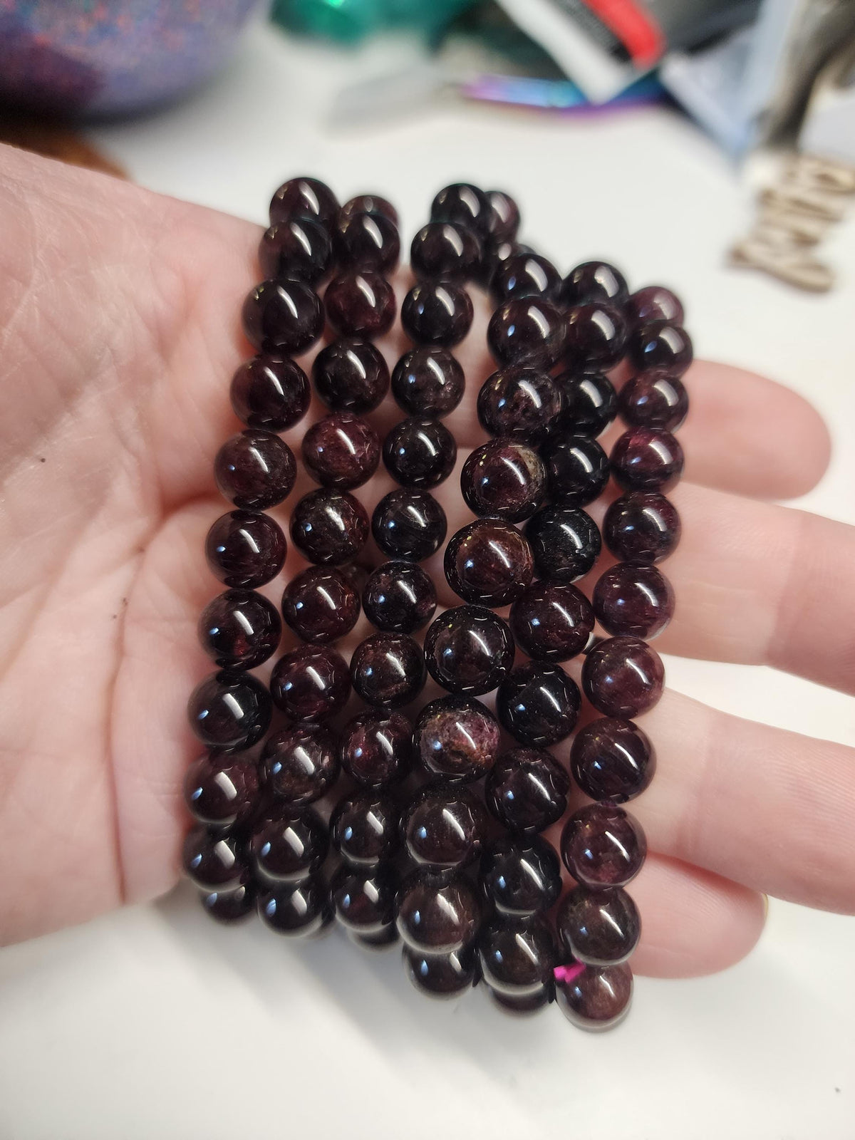 Natural Garnet 8mm Stretch Bracelet