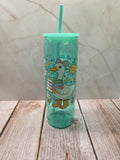 Cute Goose w/Books | Green Jelly Glass 20oz Skinny Tumbler W/Handle