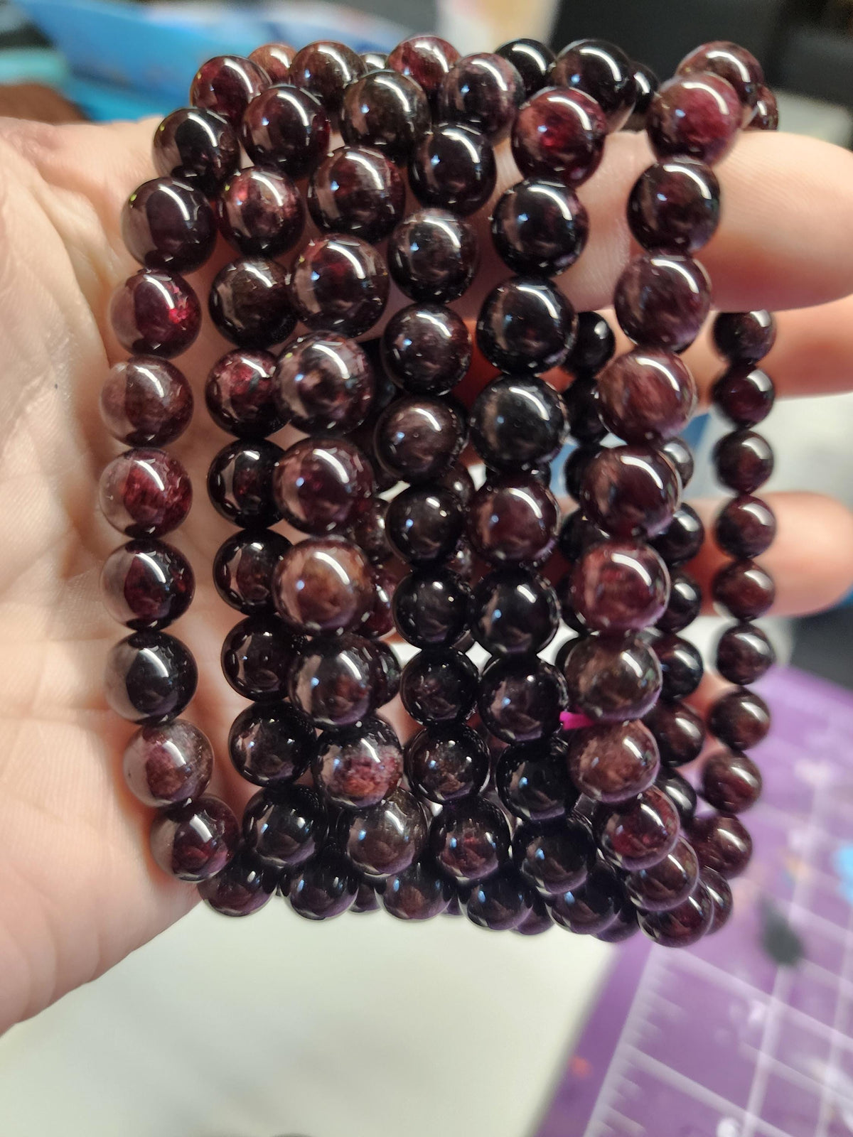 Natural Garnet 8mm Stretch Bracelet