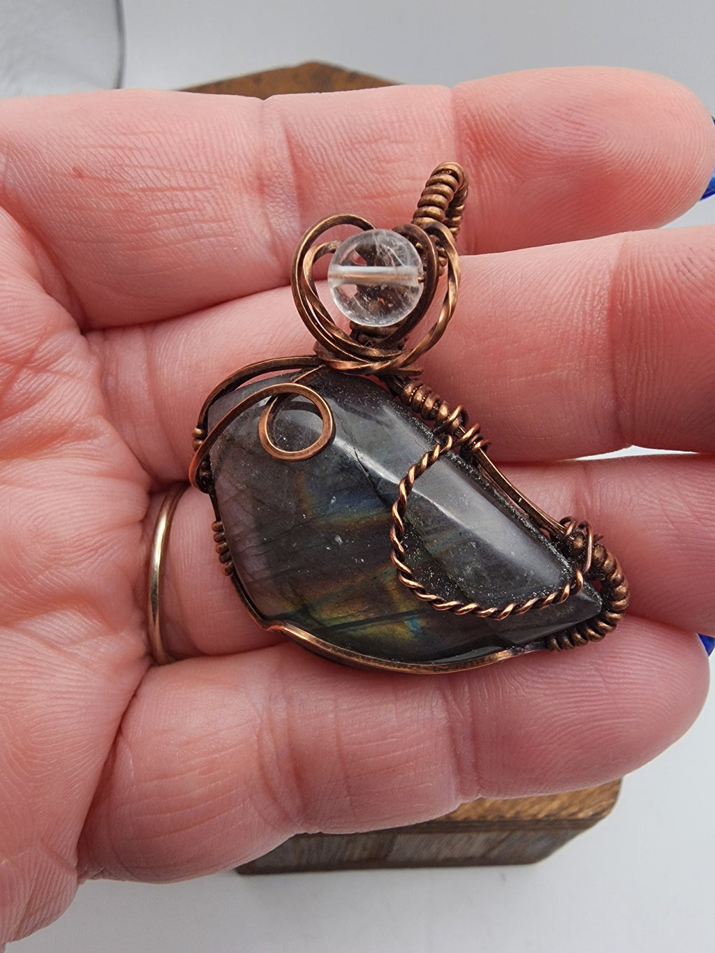 Labradorite Wire Wrapped Bird Pendant