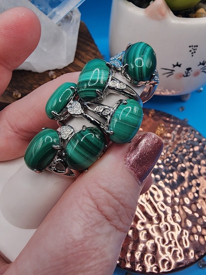 Natural Malachite Rings