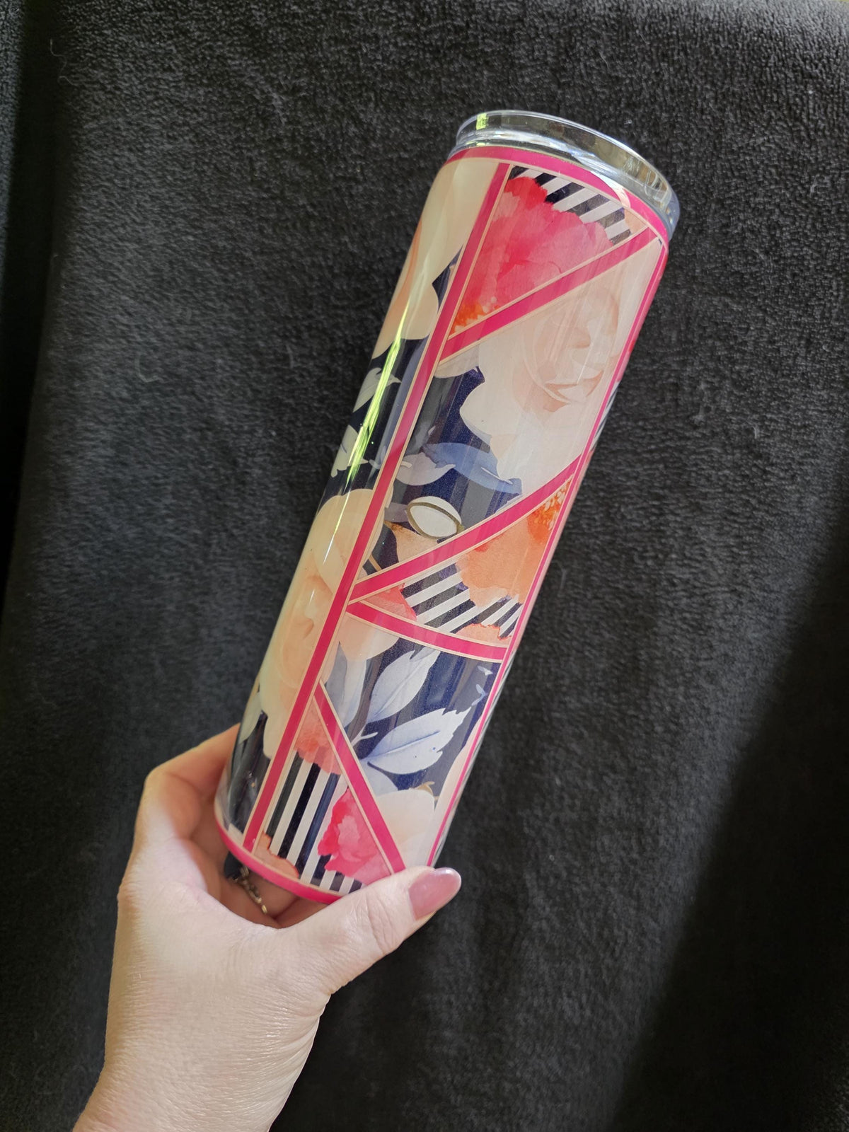 Navy & Pink Florals | 30oz Skinny Stainless Steel Epoxy Tumbler