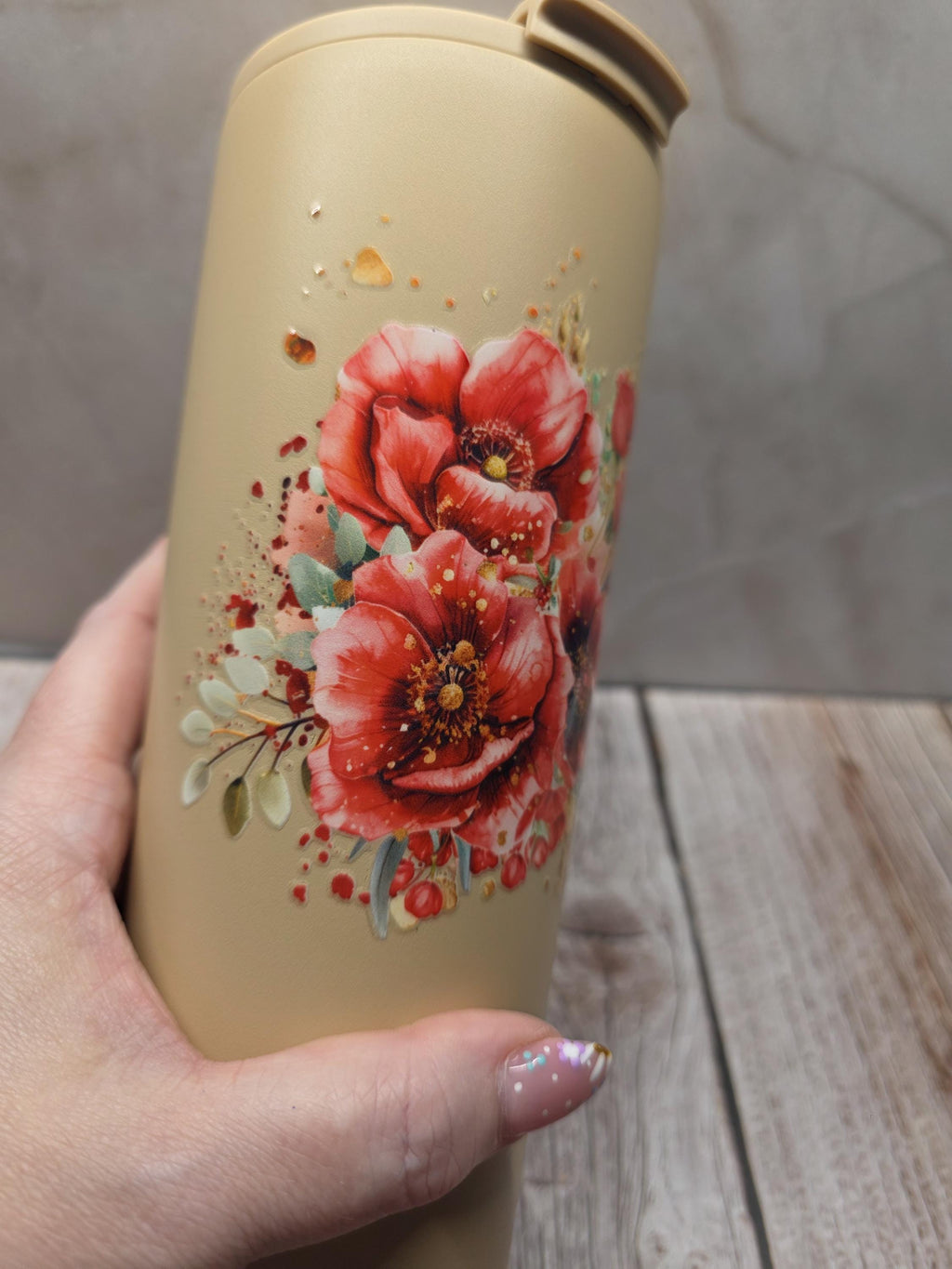 Coral Florals | Powder Coated Stainless Steel 24oz Tumbler