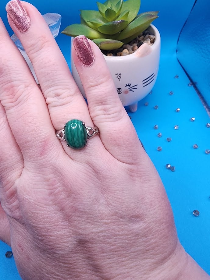 Natural Malachite Rings
