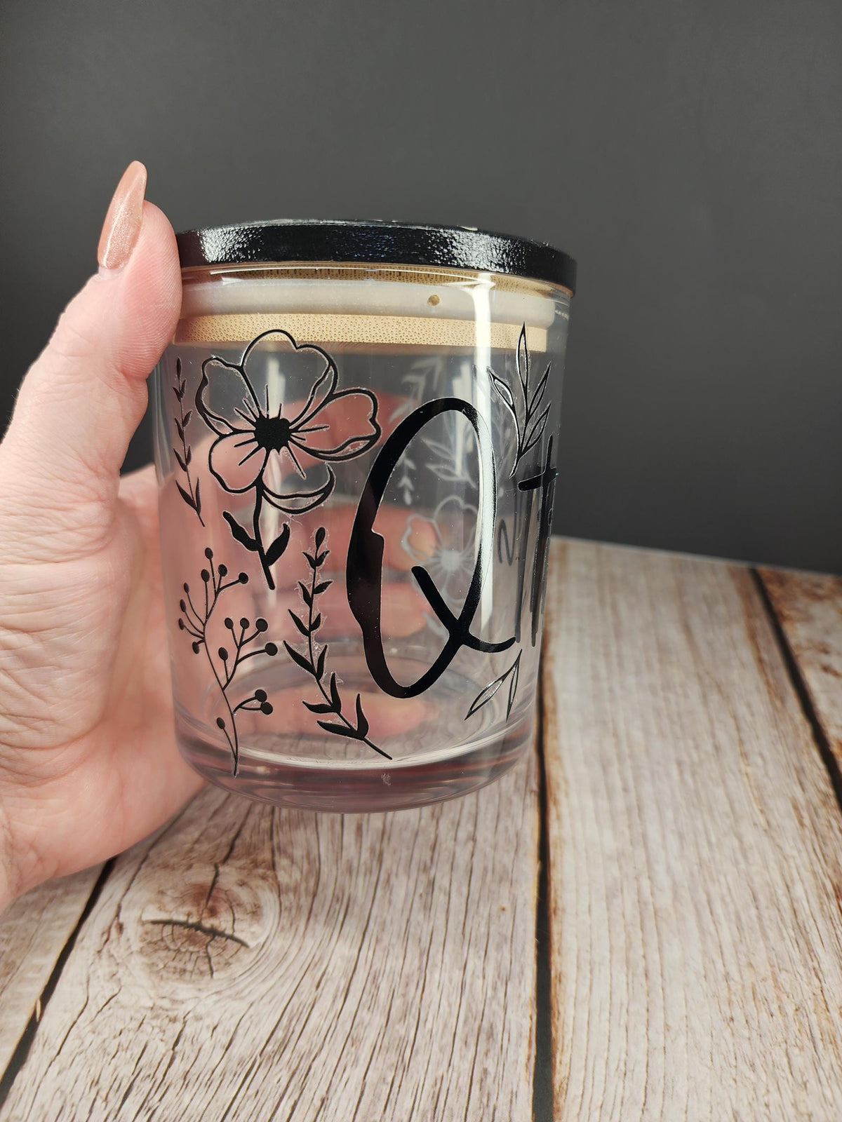 Black Floral Mandala Stash Jar