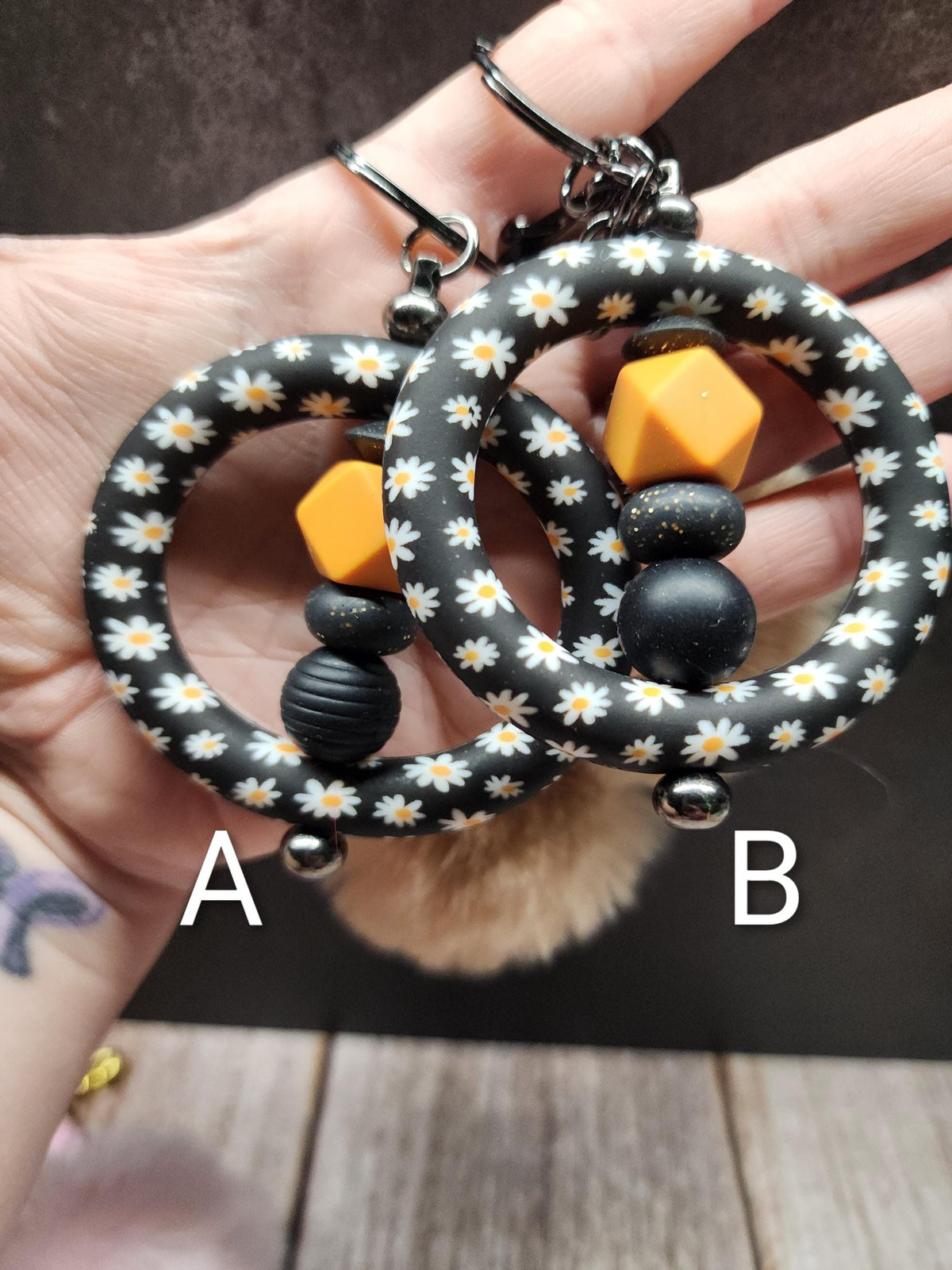 Boho Flower Themed Bar Keychains
