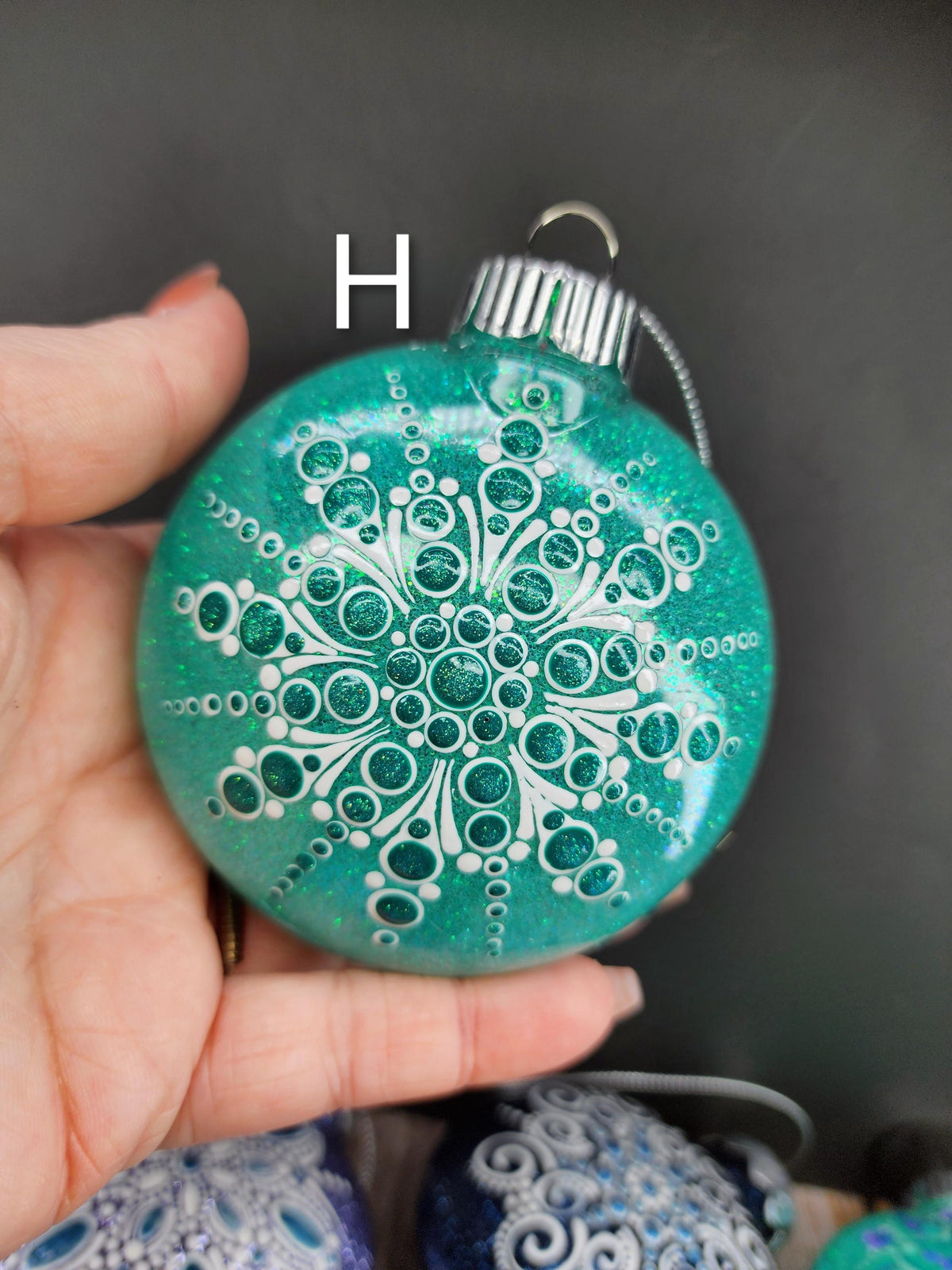 Blues & Teals - Hand Painted Mandala Glitter Ornament | Shatter Proof & Pet Friendly