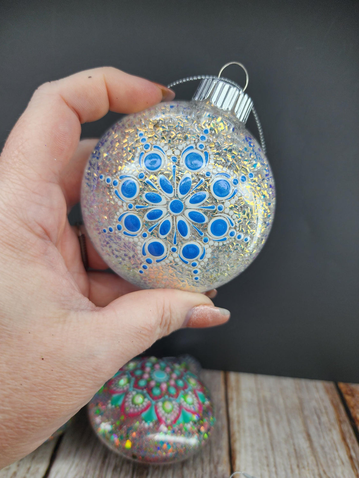 Unique Colors - Hand Painted Mandala Glitter Ornament | Shatter Proof & Pet Friendly