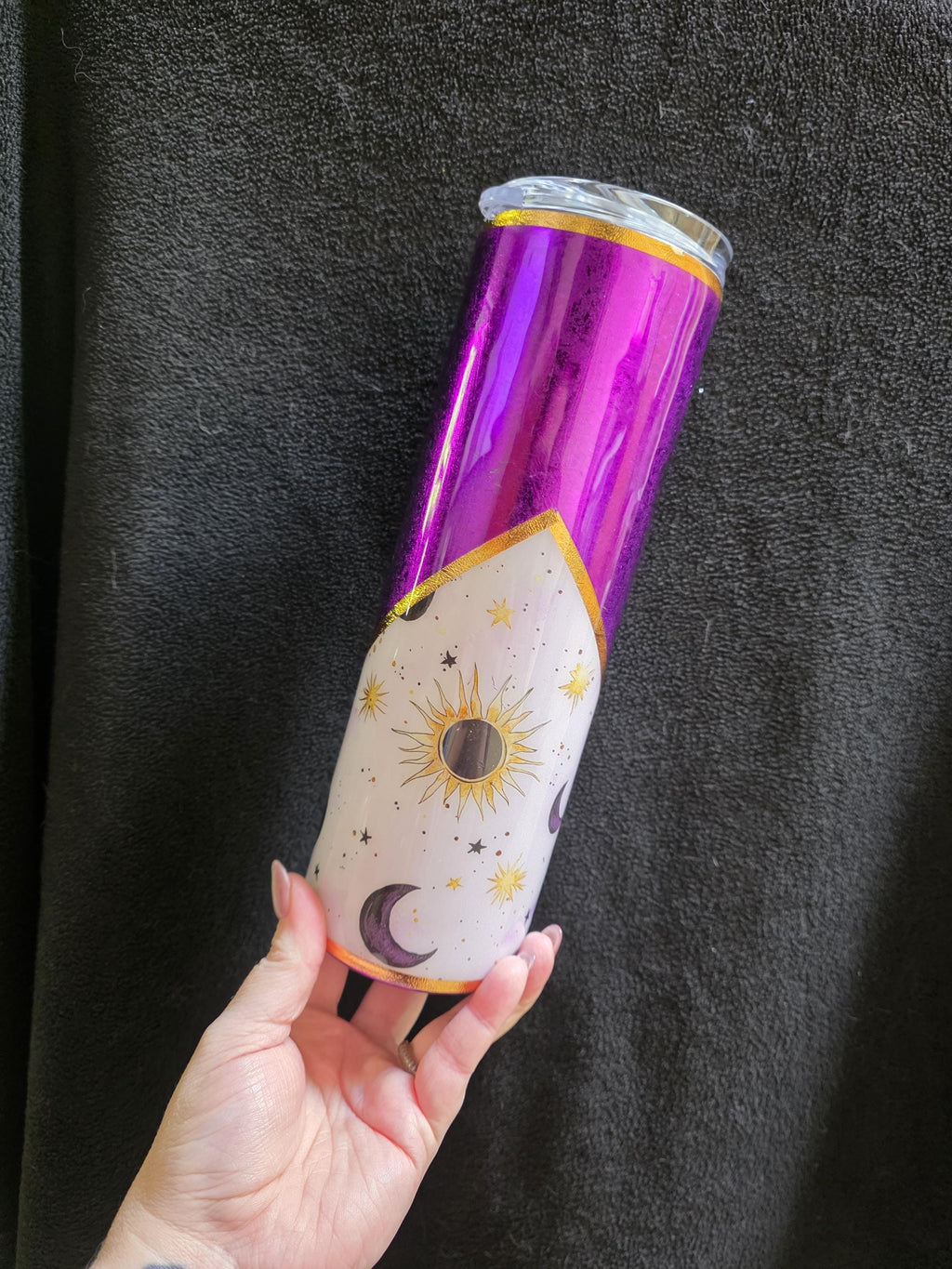 Purple Cat & Moon | 30oz Skinny Stainless Steel Epoxy Tumbler